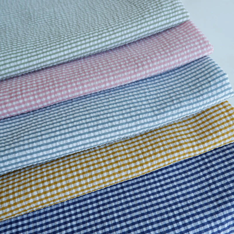 PREMIUM Crinkle Check Fabric / PREMIUM Crinkle Stripe Fabric / Seersucker Cotton Fabric