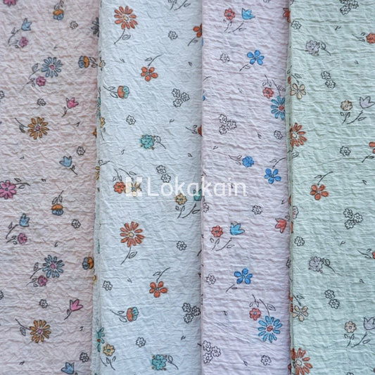 Kain Crinkle Corak Premium/ Bahan Crinkle Corak Flower Premium / Bahan Crinkle Corak Lembut